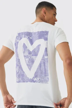 Regular Fit Graffiti Heart Print T-shirt | UK^boohooMAN Hot