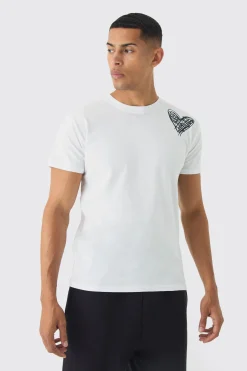 Regular Fit Heart Print T-shirt | UK^boohooMAN Sale