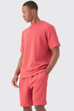 boohooMAN Regular Fit Herringbone T-shirt And Short Set | UK| Sets & Co-Ords|Tracksuits