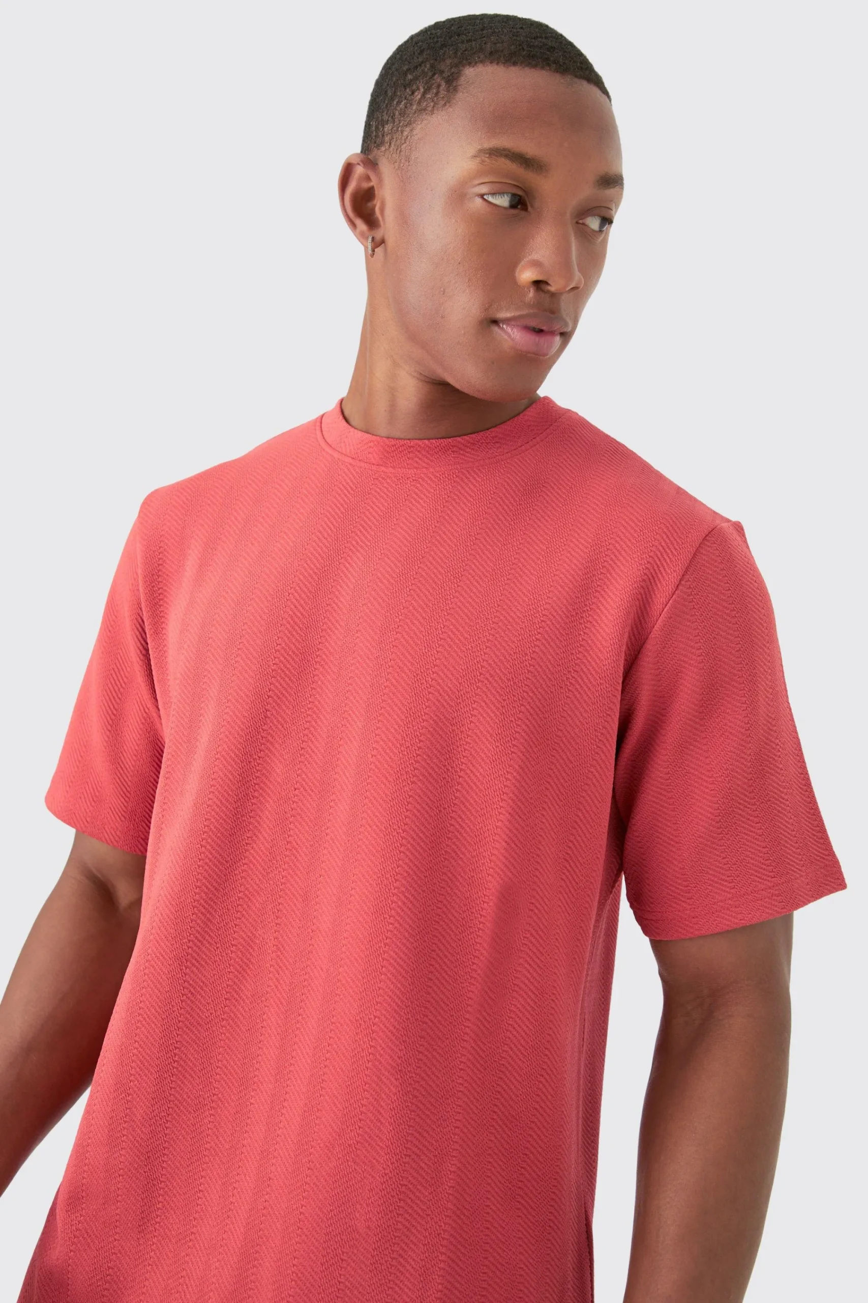 boohooMAN Regular Fit Herringbone T-shirt And Short Set | UK| Sets & Co-Ords|Tracksuits