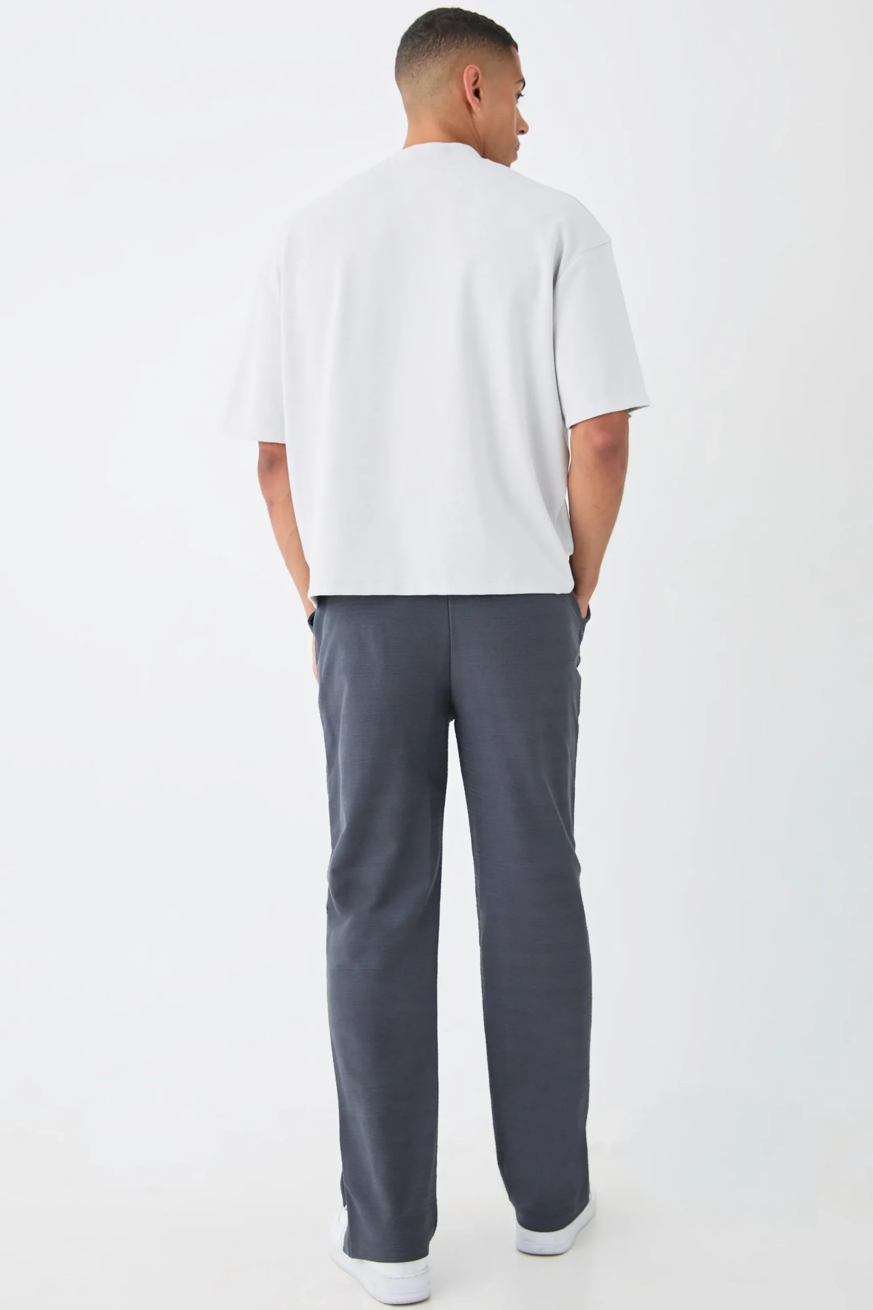 boohooMAN Regular Fit Jacquard Raised Stripe Split Hem Jogger | UK| Trousers|Joggers