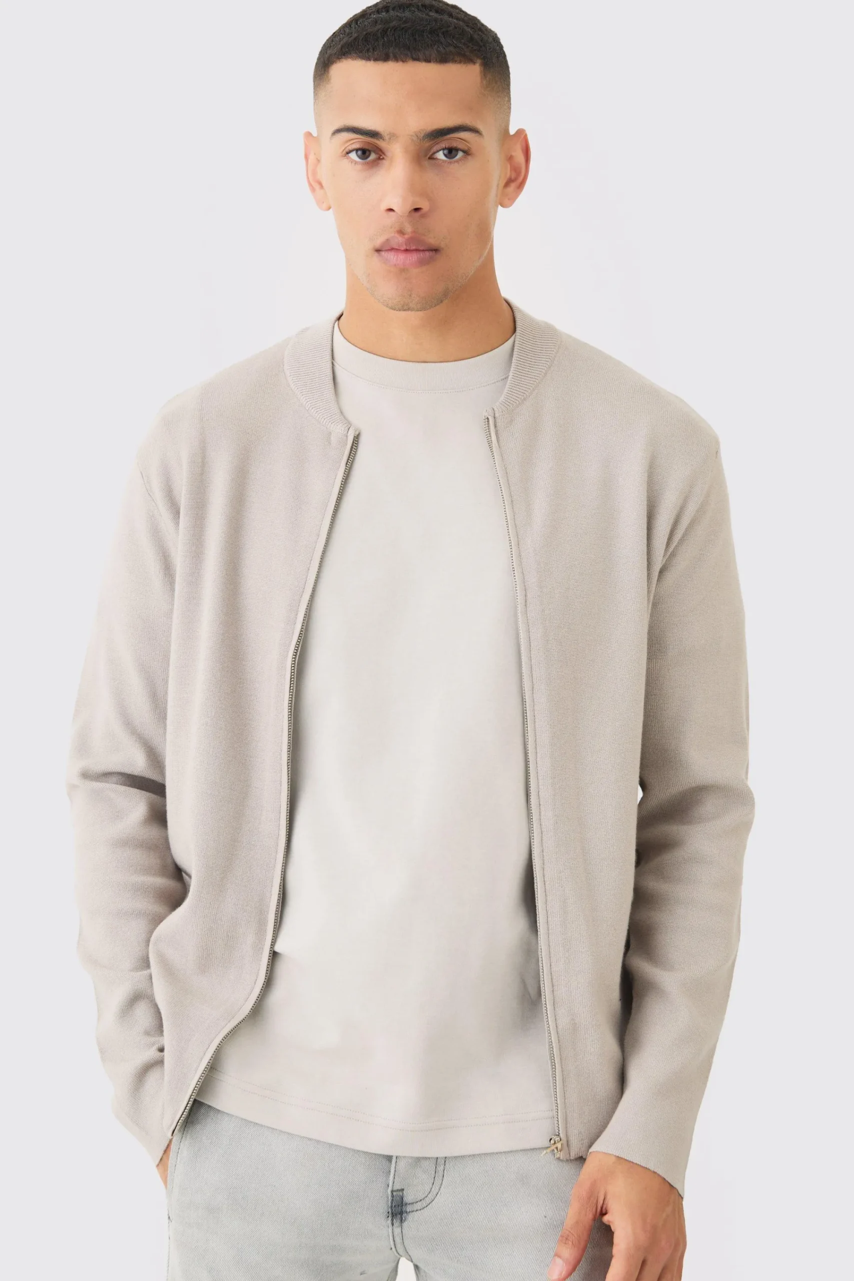 boohooMAN Regular Fit Knitted Bomber | UK| Knitwear|Coats & Jackets