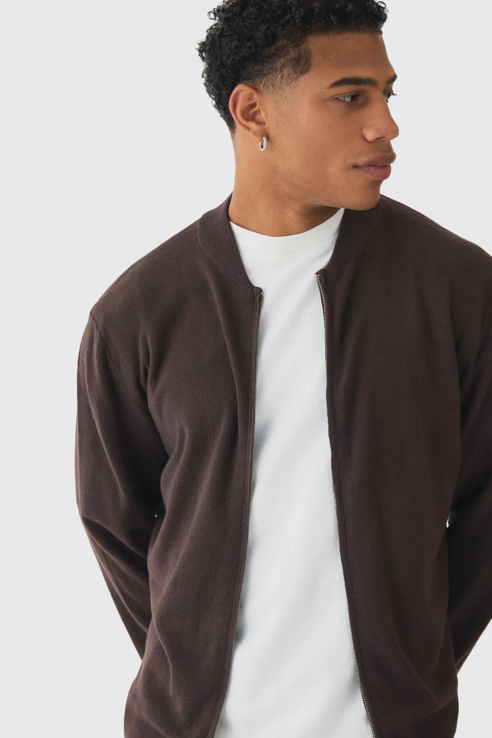 boohooMAN Regular Fit Knitted Bomber | UK| Knitwear|Coats & Jackets