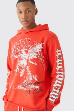 boohooMAN Regular Fit Large Graphic Raw Hem Fla Tracksuit | UK| Tracksuits