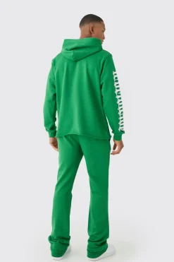 boohooMAN Regular Fit Large Graphic Raw Hem Flared Tracksuit | UK| Tracksuits