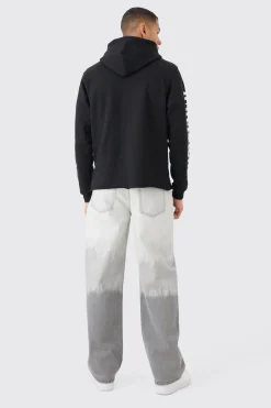 boohooMAN Regular Fit Large Graphic Raw Hem Hoodie | UK| Hoodies & Sweatshirts