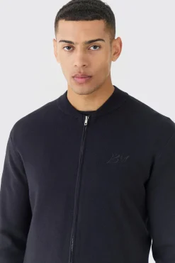 boohooMAN Regular Fit Man Branded Knitted Bomber | UK| Knitwear|Coats & Jackets