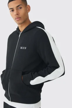 boohooMAN Regular Fit MAN Colour Block Cargo Pocket Zip Through Hooded Tracksuit | UK| Tracksuits