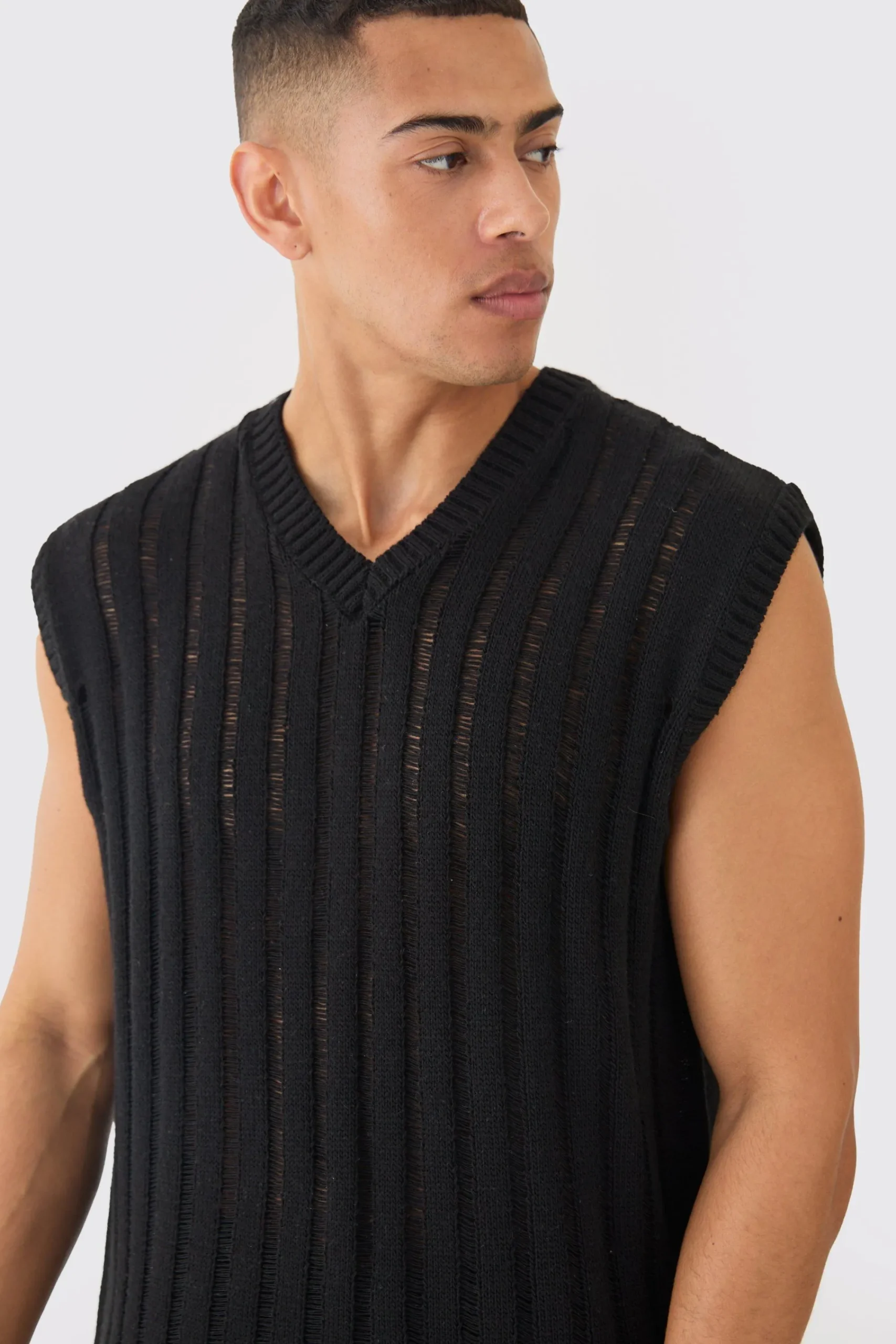 Regular Fit Open Stitch Vest In | UK^boohooMAN Outlet