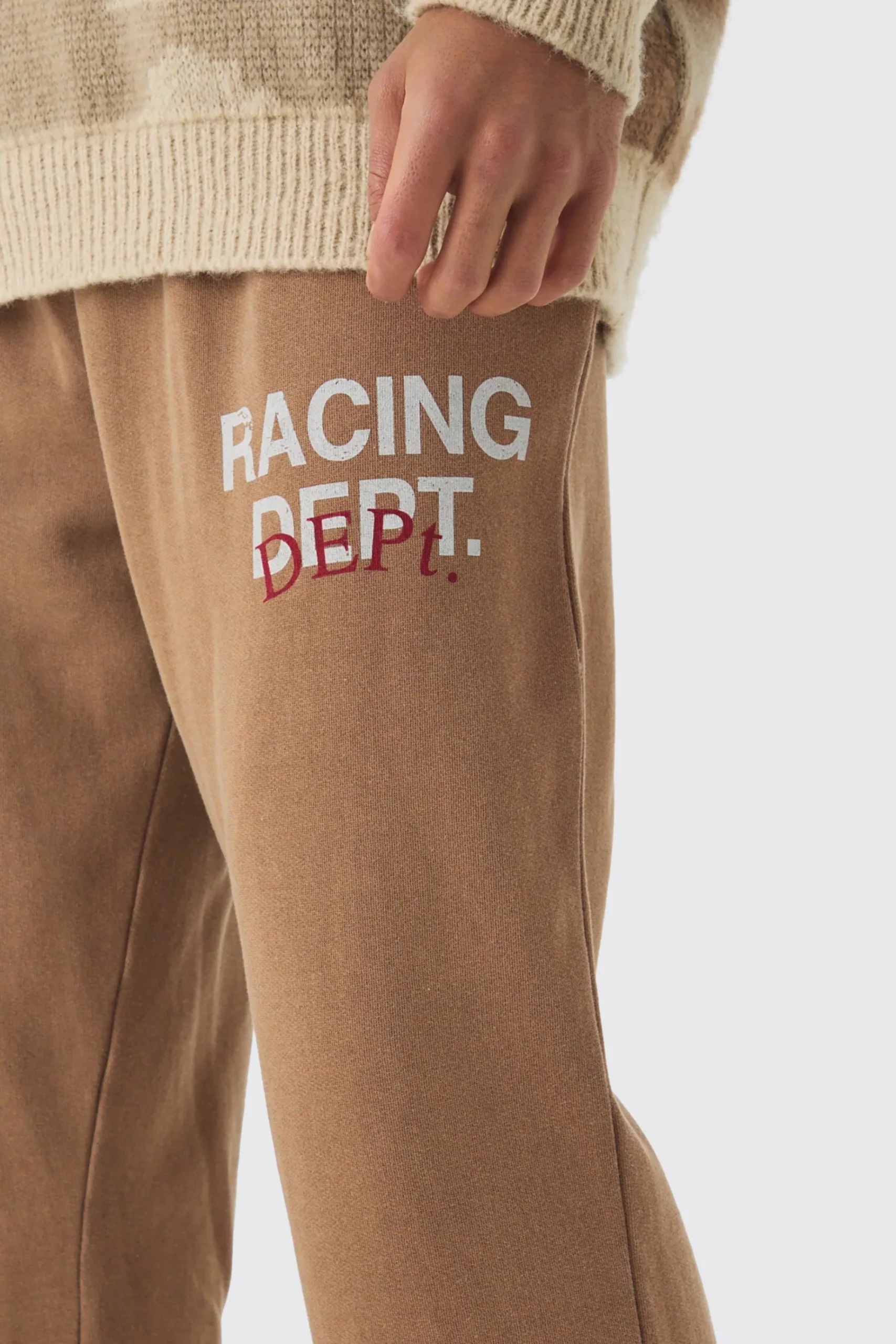 boohooMAN Regular Fit Racing Dept Washed Split Hem Jogger | UK| Trousers|Joggers