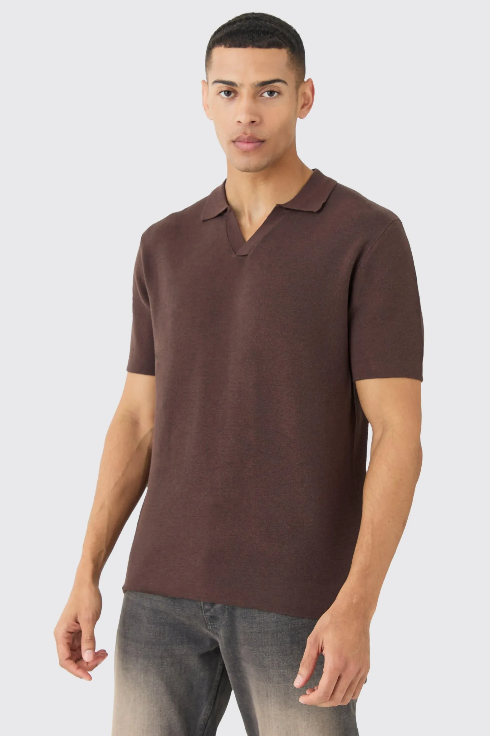 boohooMAN Regular Fit Revere Knitted Polo | UK| Knitwear