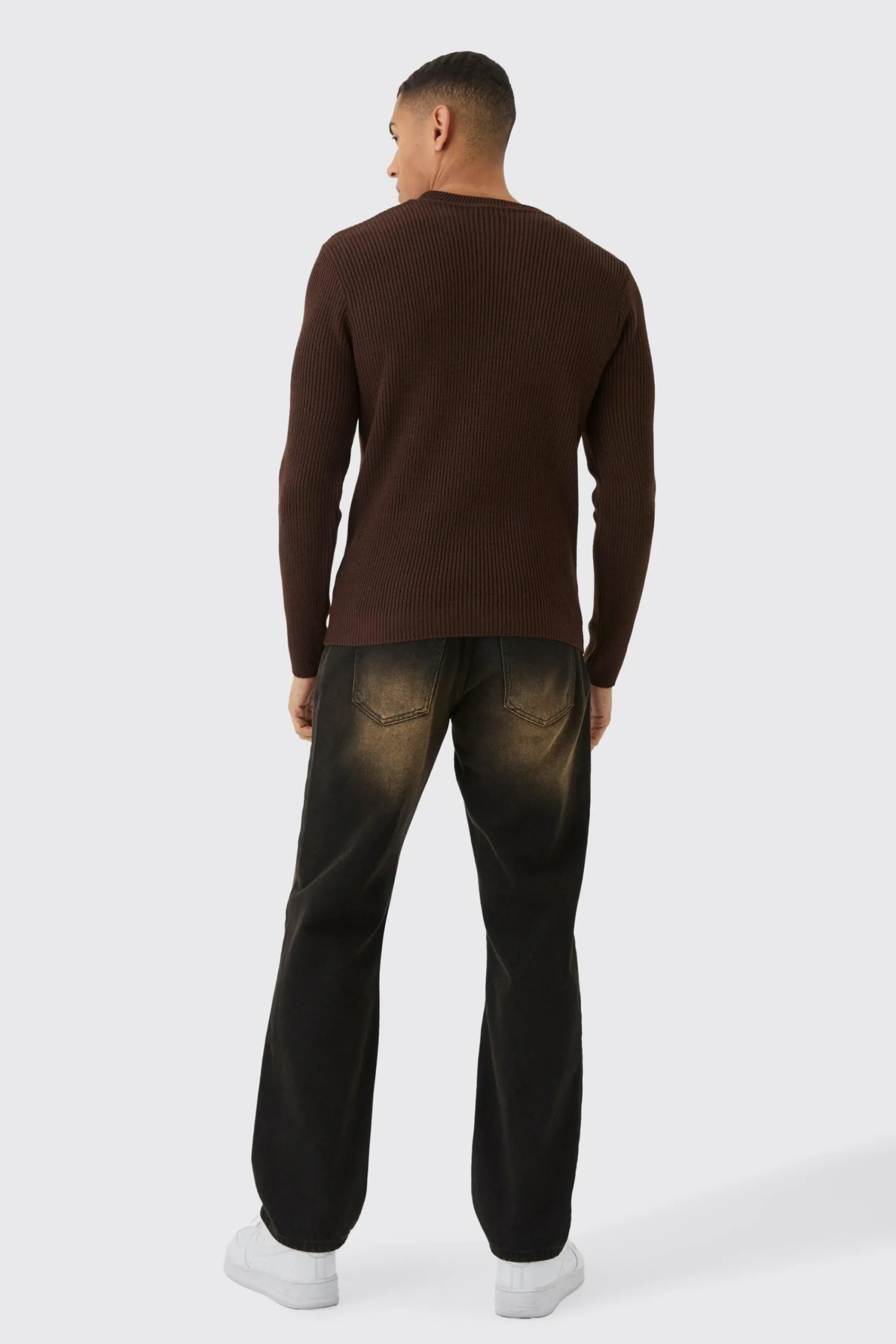 boohooMAN Regular Fit Rib Knit Jumper | UK| Trousers|Knitwear