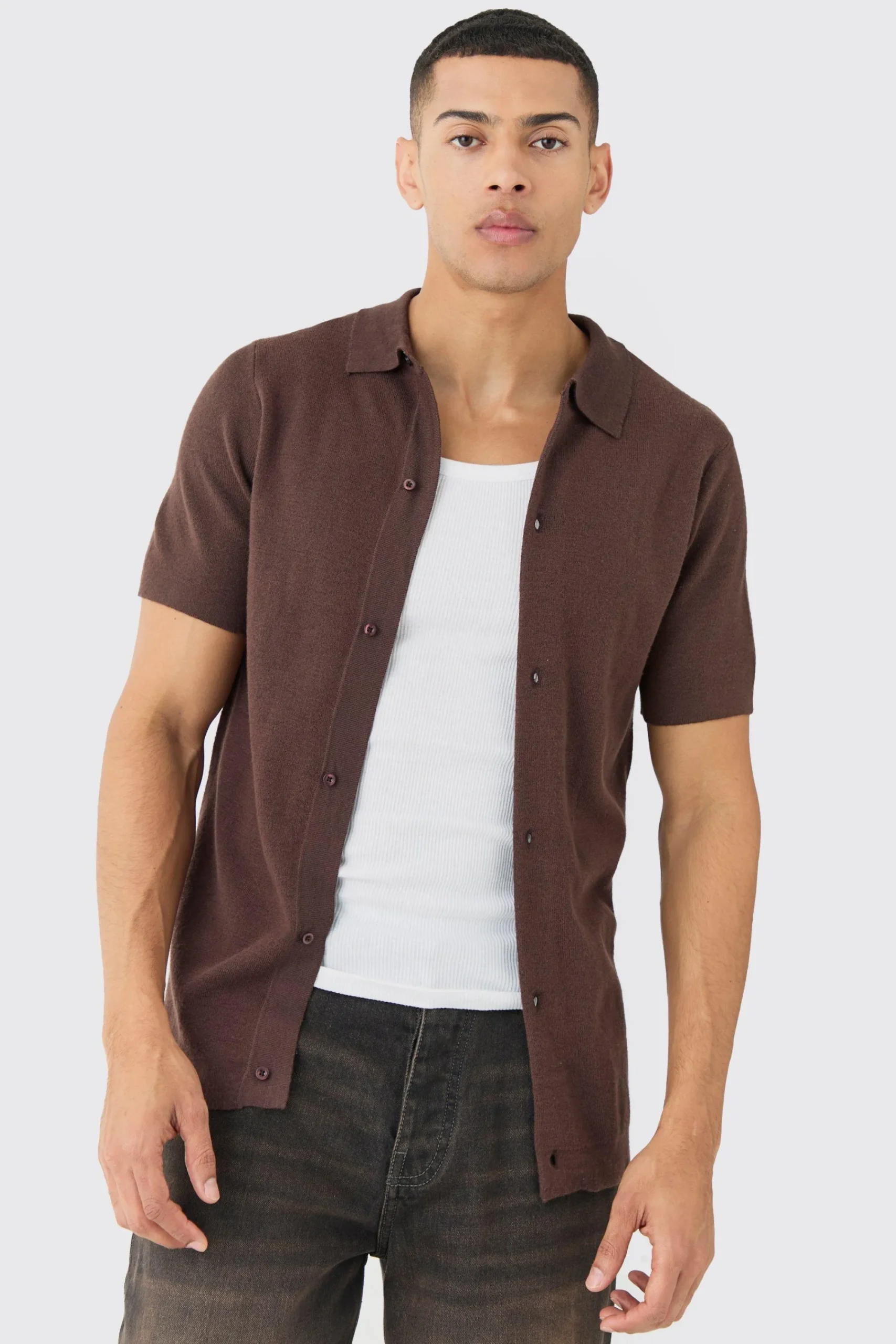 boohooMAN Regular Fit Short Sleeve Knitted Shirt | UK| Shirts