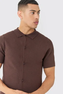 boohooMAN Regular Fit Short Sleeve Knitted Shirt | UK| Shirts