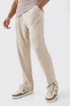 boohooMAN Regular Fit Split Hem Towelling Edition Joggers | UK| Trousers|Joggers