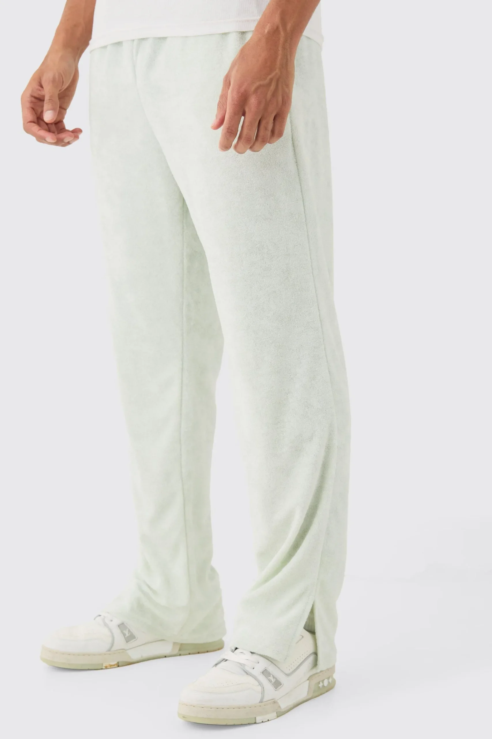 boohooMAN Regular Fit Split Hem Towelling Joggers | UK| Joggers