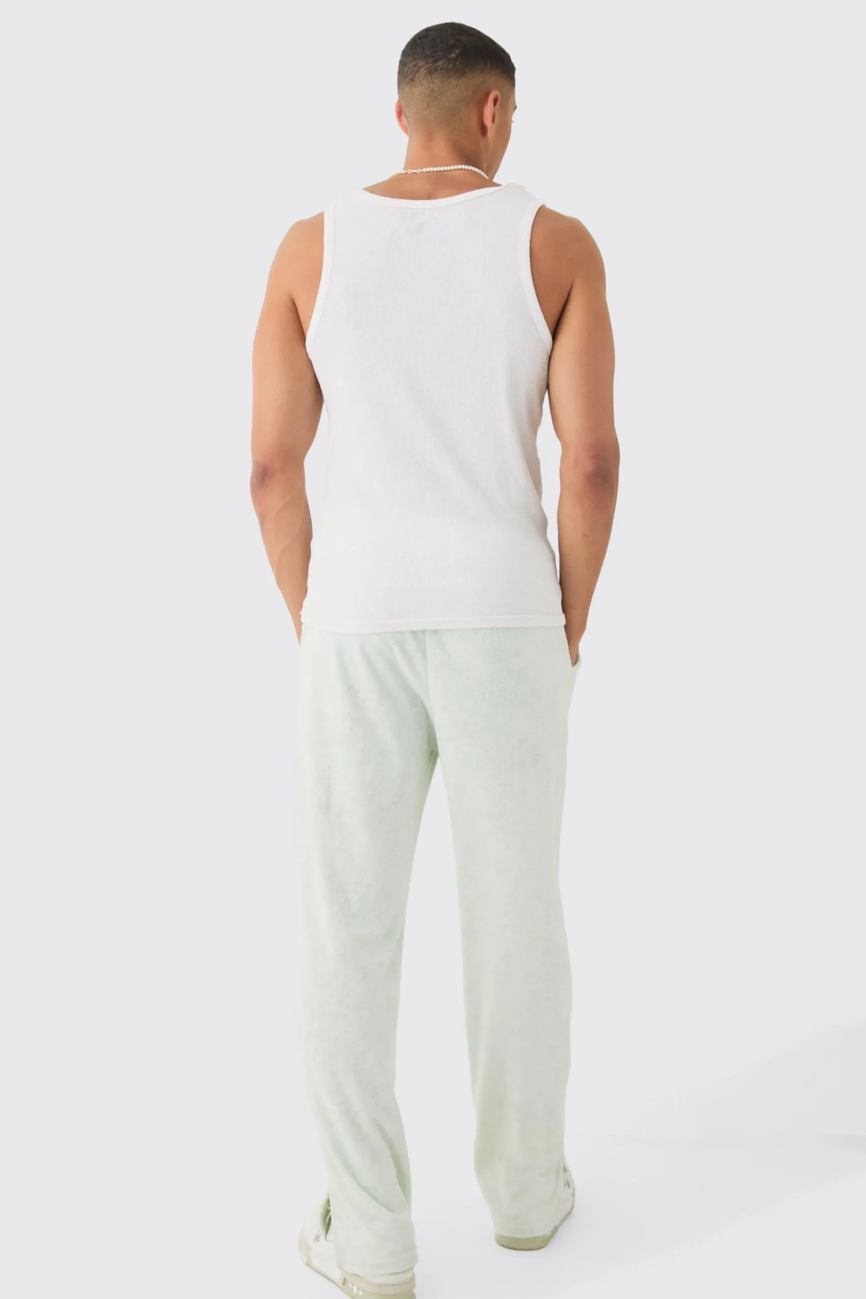boohooMAN Regular Fit Split Hem Towelling Joggers | UK| Joggers