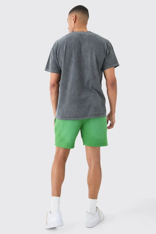 boohooMAN Regular Fit Washed Applique Moto Printed Shorts | UK| Shorts
