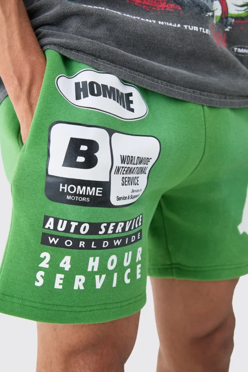 boohooMAN Regular Fit Washed Applique Moto Printed Shorts | UK| Shorts
