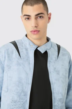 boohooMAN Regular Fit Washed Faux Suede Moto Jacket | UK| Coats & Jackets