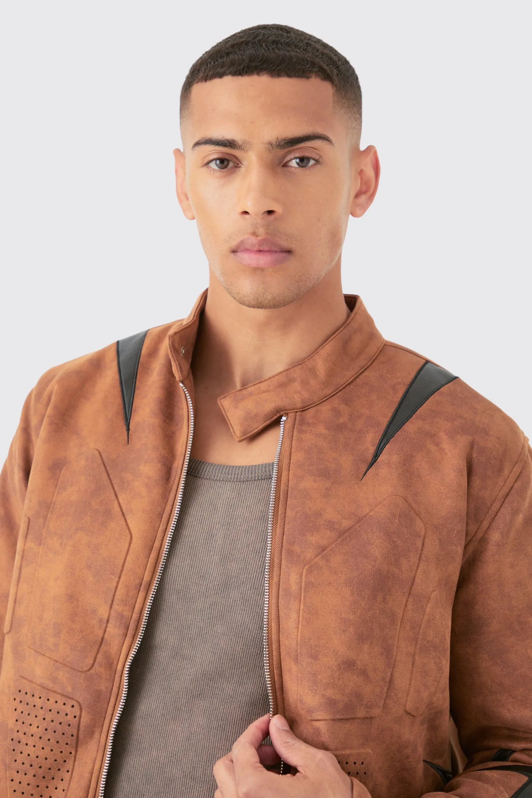 boohooMAN Regular Fit Washed Faux Suede Moto Jacket | UK| Coats & Jackets