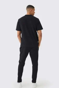 boohooMAN Regular Interlock T-shirt And Jogger Set | UK| Sets & Co-Ords|Tracksuits