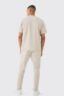 boohooMAN Regular Interlock T-shirt And Jogger Set | UK| Sets & Co-Ords|Tracksuits
