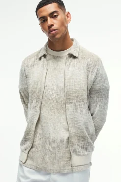 boohooMAN Regular Jacquard Harrington Jacket | UK| Coats & Jackets|Hoodies & Sweatshirts