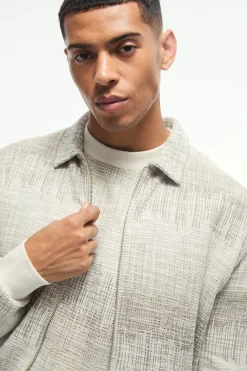 boohooMAN Regular Jacquard Harrington Jacket | UK| Coats & Jackets|Hoodies & Sweatshirts