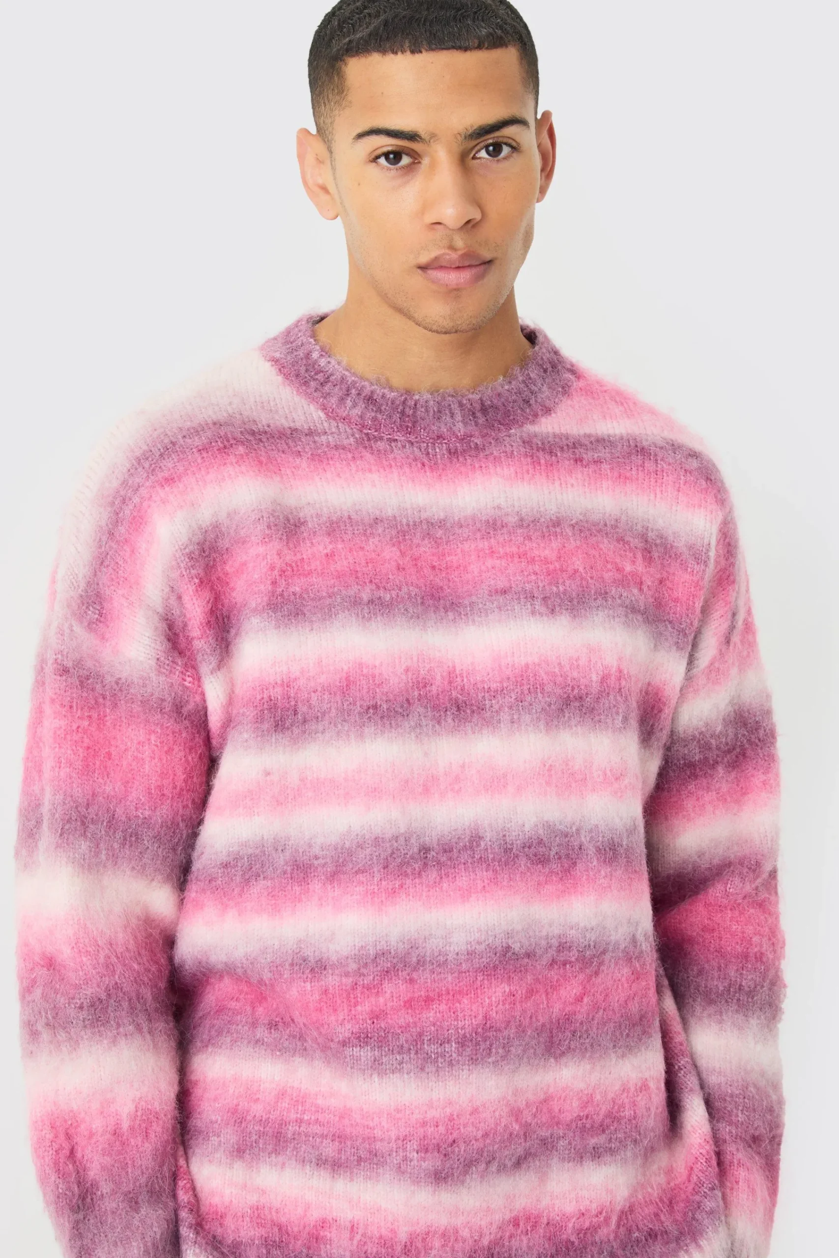 boohooMAN Regular Knitted Brushed Stripe Sweater In | UK| Knitwear