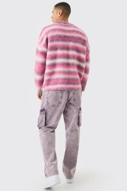 boohooMAN Regular Knitted Brushed Stripe Sweater In | UK| Knitwear