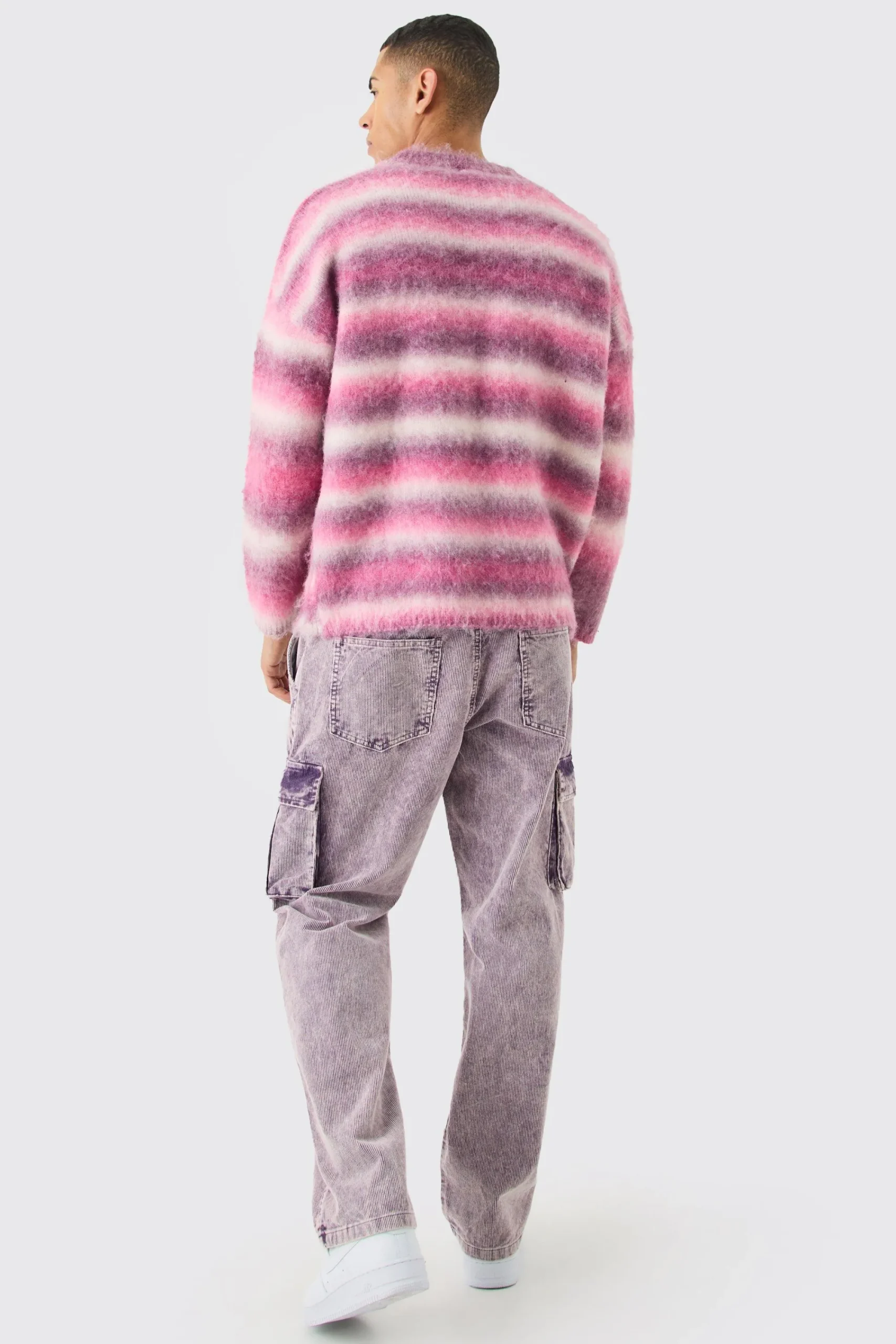 boohooMAN Regular Knitted Brushed Stripe Sweater In | UK| Knitwear