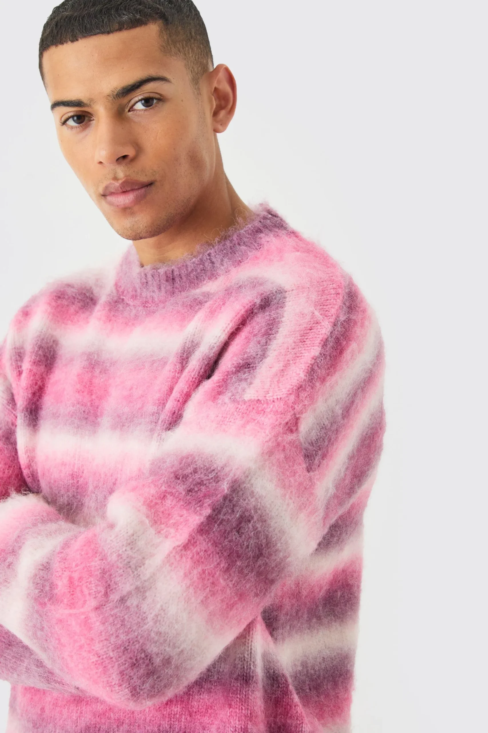 boohooMAN Regular Knitted Brushed Stripe Sweater In | UK| Knitwear