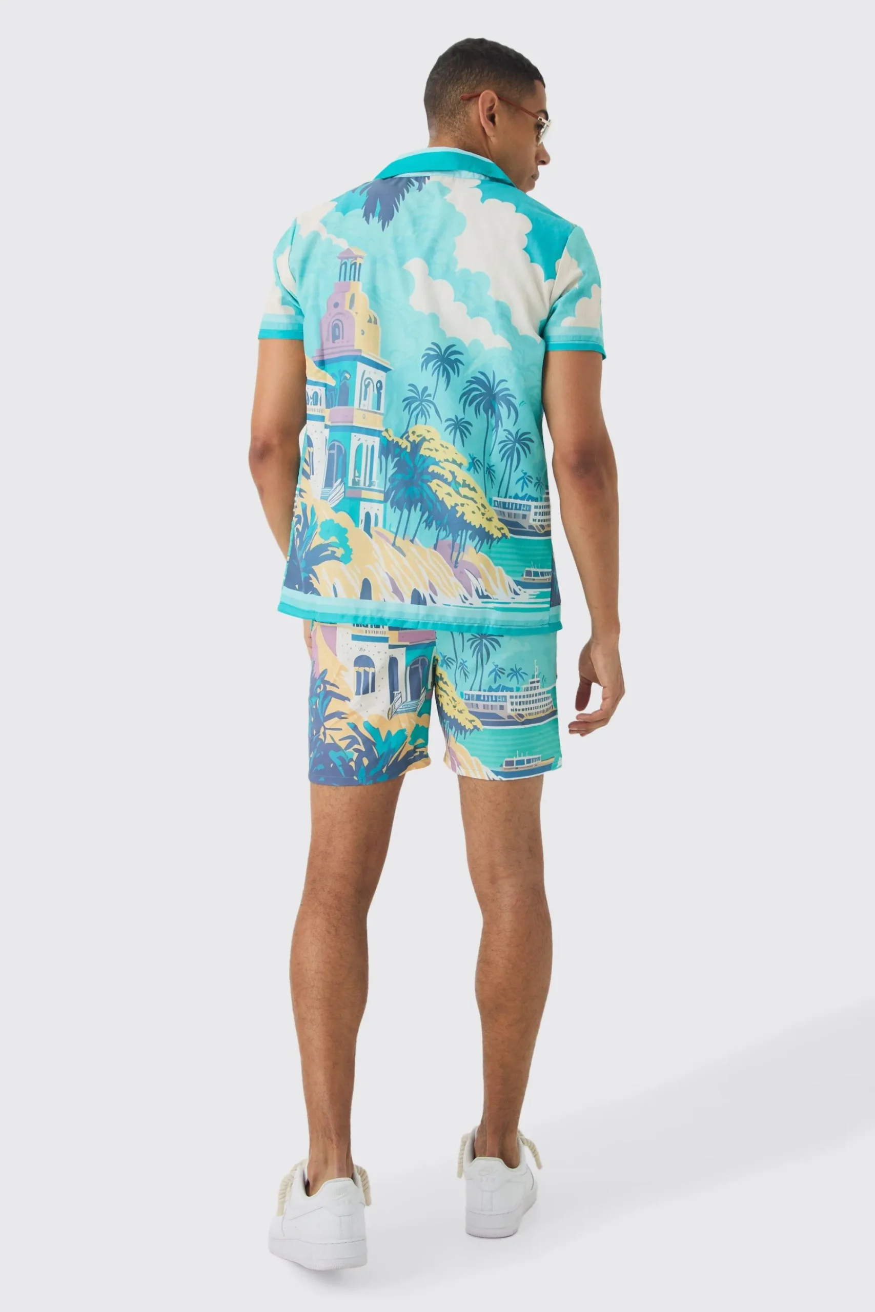 boohooMAN Regular Landscape Shirt & Swim Short Set | UK| Sets & Co-Ords