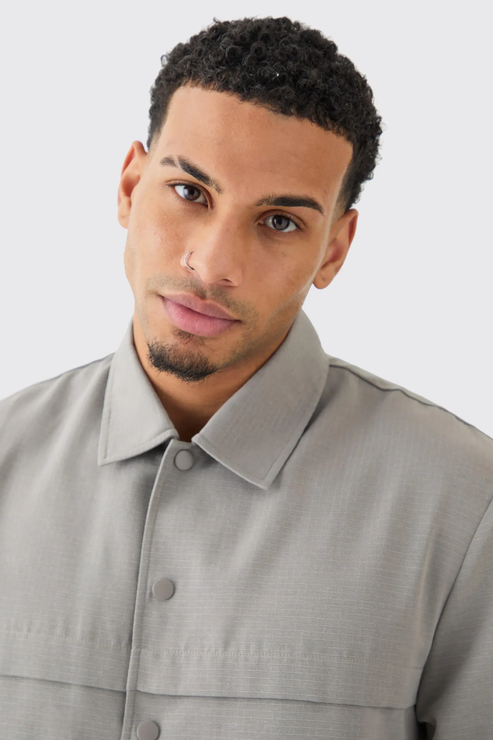 boohooMAN Regular Long Sleeve Ripstop Popper Overshirt | UK| Shirts