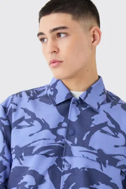 boohooMAN Regular Long Sleeve Ripstop Popper Camo Overshirt | UK| Shirts