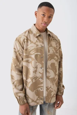 boohooMAN Regular Long Sleeve Ripstop Popper Camo Overshirt | UK| Shirts