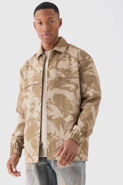 boohooMAN Regular Long Sleeve Ripstop Popper Camo Overshirt | UK| Shirts