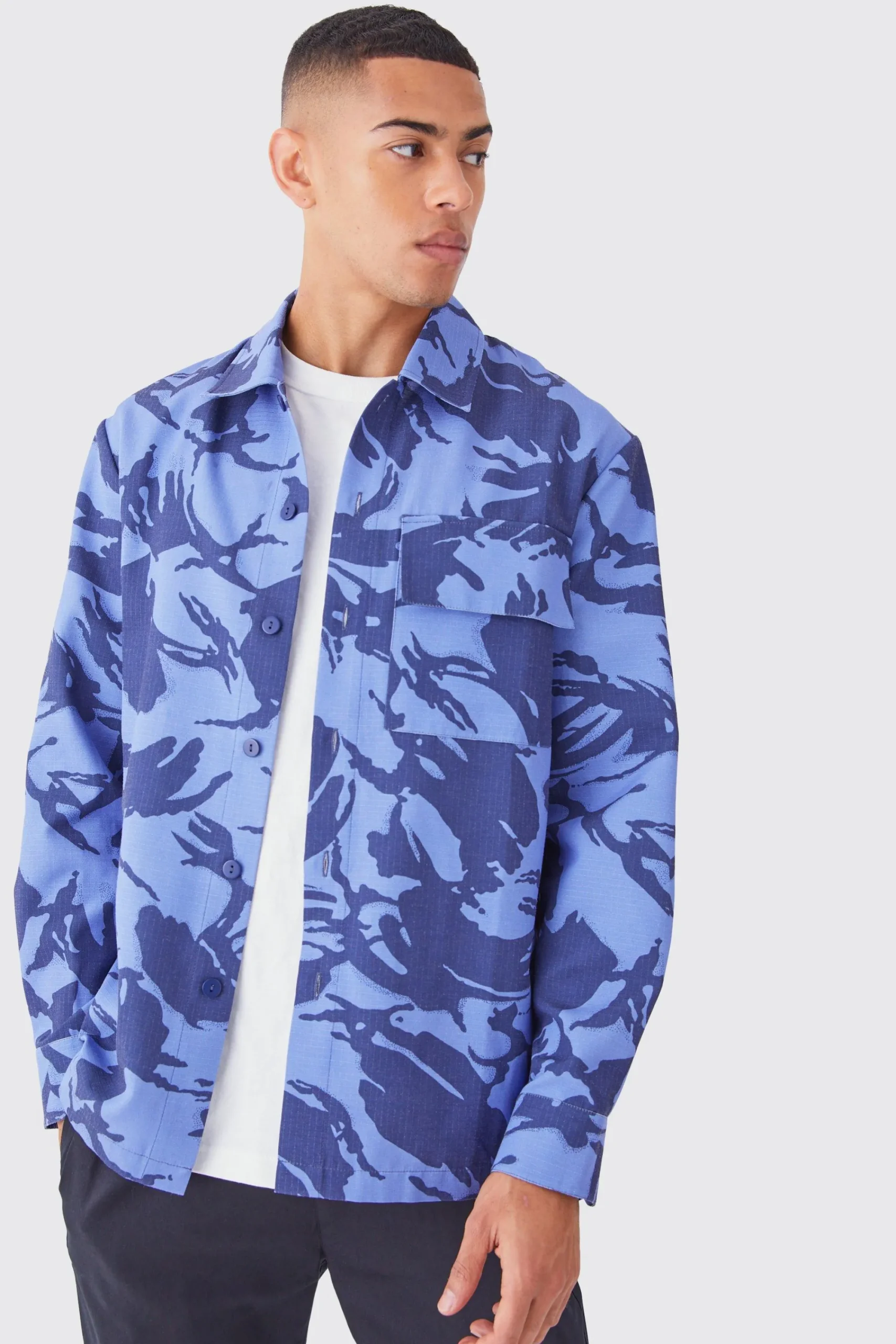 boohooMAN Regular Long Sleeve Ripstop Camo Overshirt | UK| Shirts