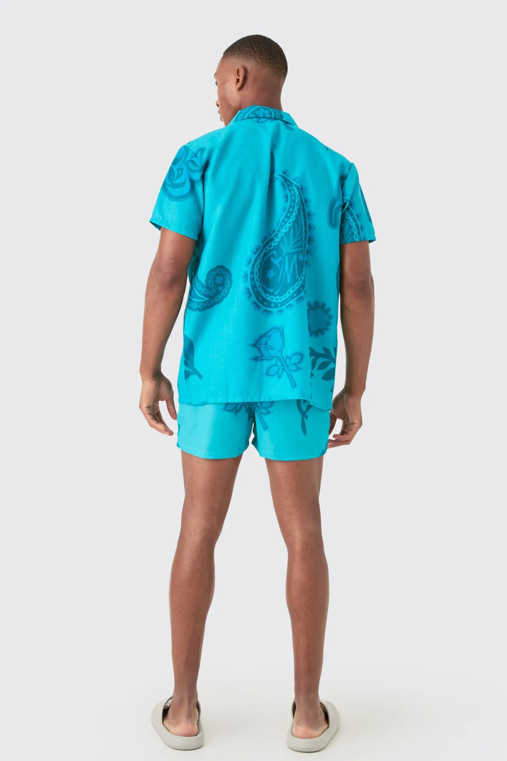 boohooMAN Regular Paisley Shirt & Swim Short Set | UK| Sets & Co-Ords