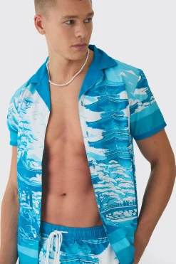 boohooMAN Regular Printed Shirt & Swim Short Set | UK| Sets & Co-Ords