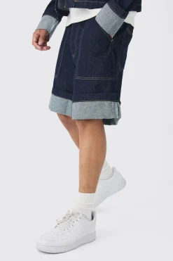 boohooMAN Regular Rigid Denim Turn Up Jorts In | UK| Shorts