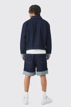 boohooMAN Regular Rigid Denim Turn Up Jorts In | UK| Shorts