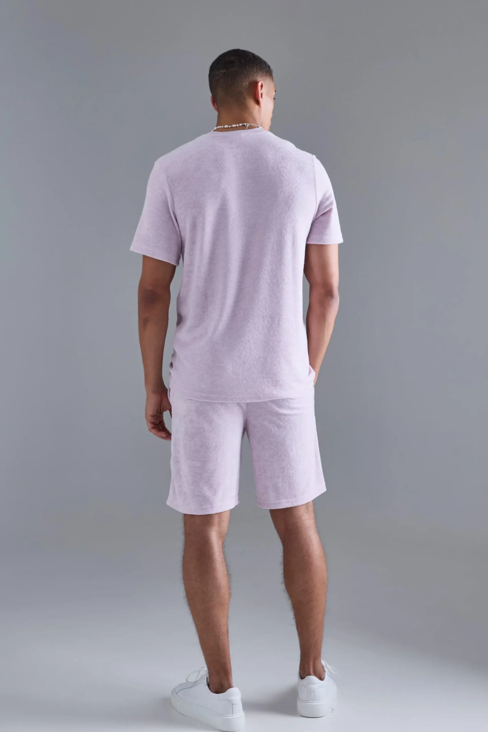 boohooMAN Regular Towelling Pearl Embroidered T-shirt And Short Set | UK| Tracksuits