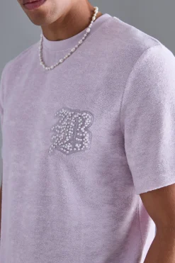 boohooMAN Regular Towelling Pearl Embroidered T-shirt And Short Set | UK| Tracksuits