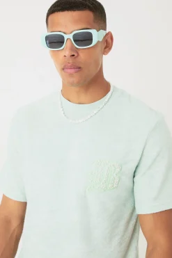 boohooMAN Regular Towelling Pearl Embroidered T-shirt And Short Set | UK| Tracksuits