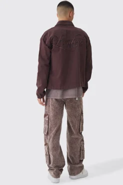 boohooMAN Regular Twill Embroidered Overshirt With Cord Collar | UK| Shirts