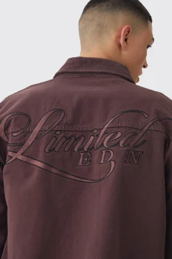 boohooMAN Regular Twill Embroidered Overshirt With Cord Collar | UK| Shirts