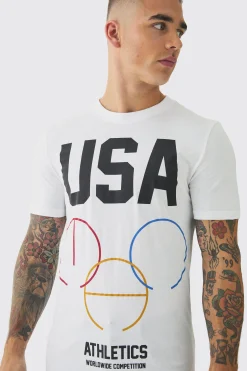 Regular USA Print T-Shirt | UK^boohooMAN Discount