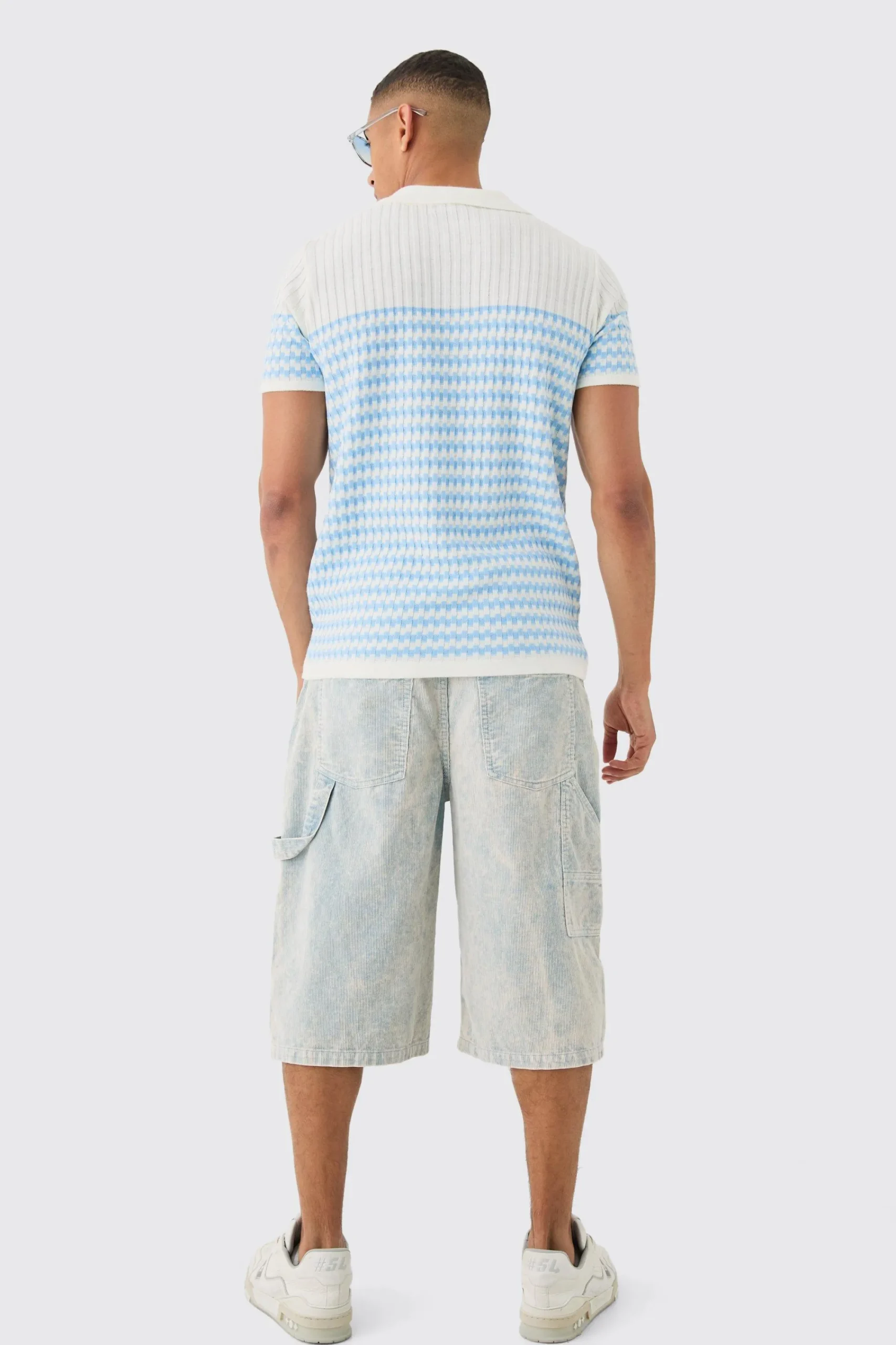 boohooMAN Regular V Neck Stripe Knitted Polo | UK| Knitwear